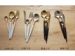 不锈钢刀叉勺 经典GOA白柄银色 Leon系列 高档西餐刀叉图1