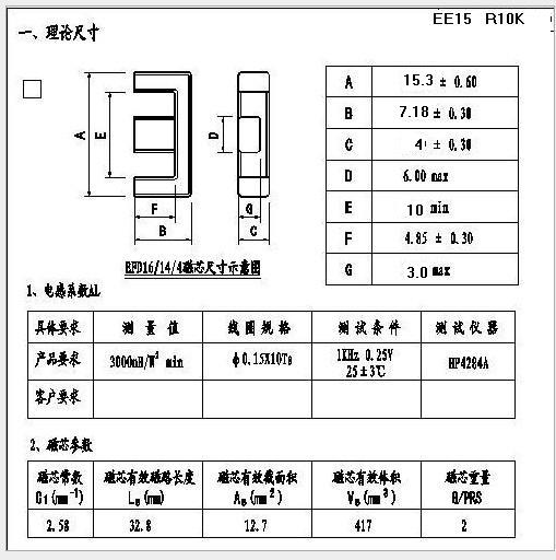 EE15 磁芯  0.42