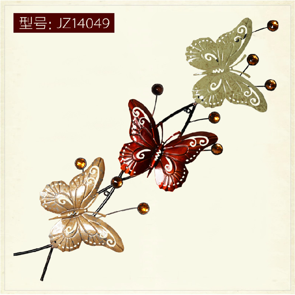 铁艺JZ14041墙饰欧式复古创意壁挂壁饰蝴蝶造型客厅背景家居装饰品