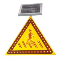 供应注意行人三角标志,太阳能发光警示牌 led交通标志牌
