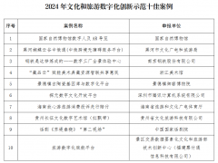 2024年文化和旅游数字化创新示范案例公布