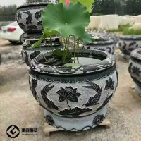 石雕鱼缸户外庭院大缸石头水缸石头雕刻百福缸