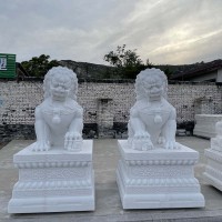 门口汉白玉石狮子石雕狮子雕塑一对摆件